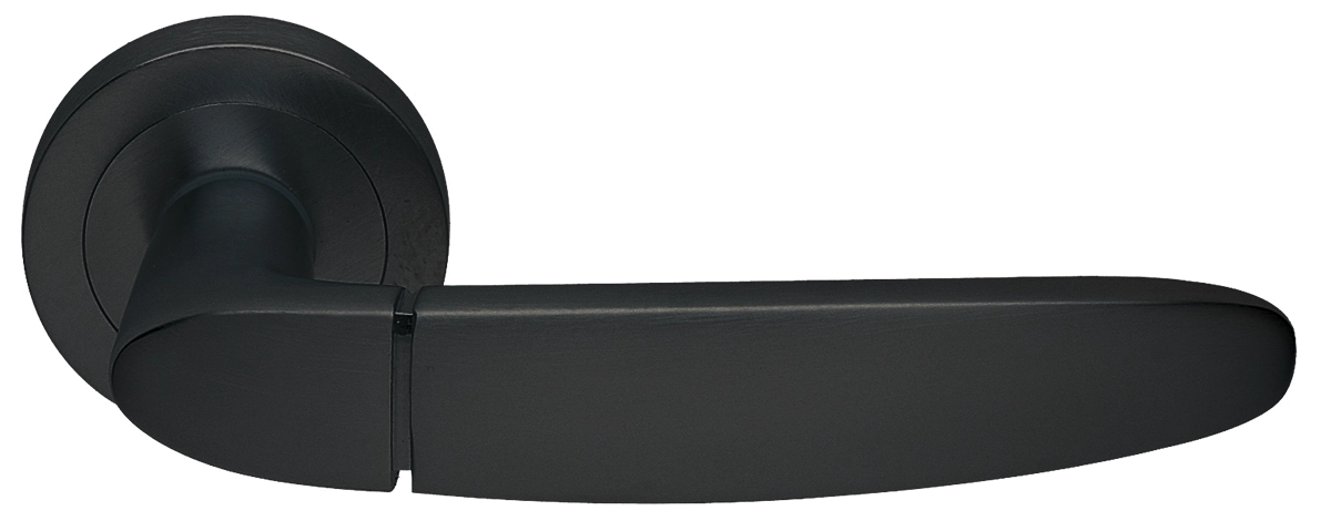 Ручка дверная SAIL R2 NERO раздельная на круглой розетке, цвет - черный фото купить Астрахань