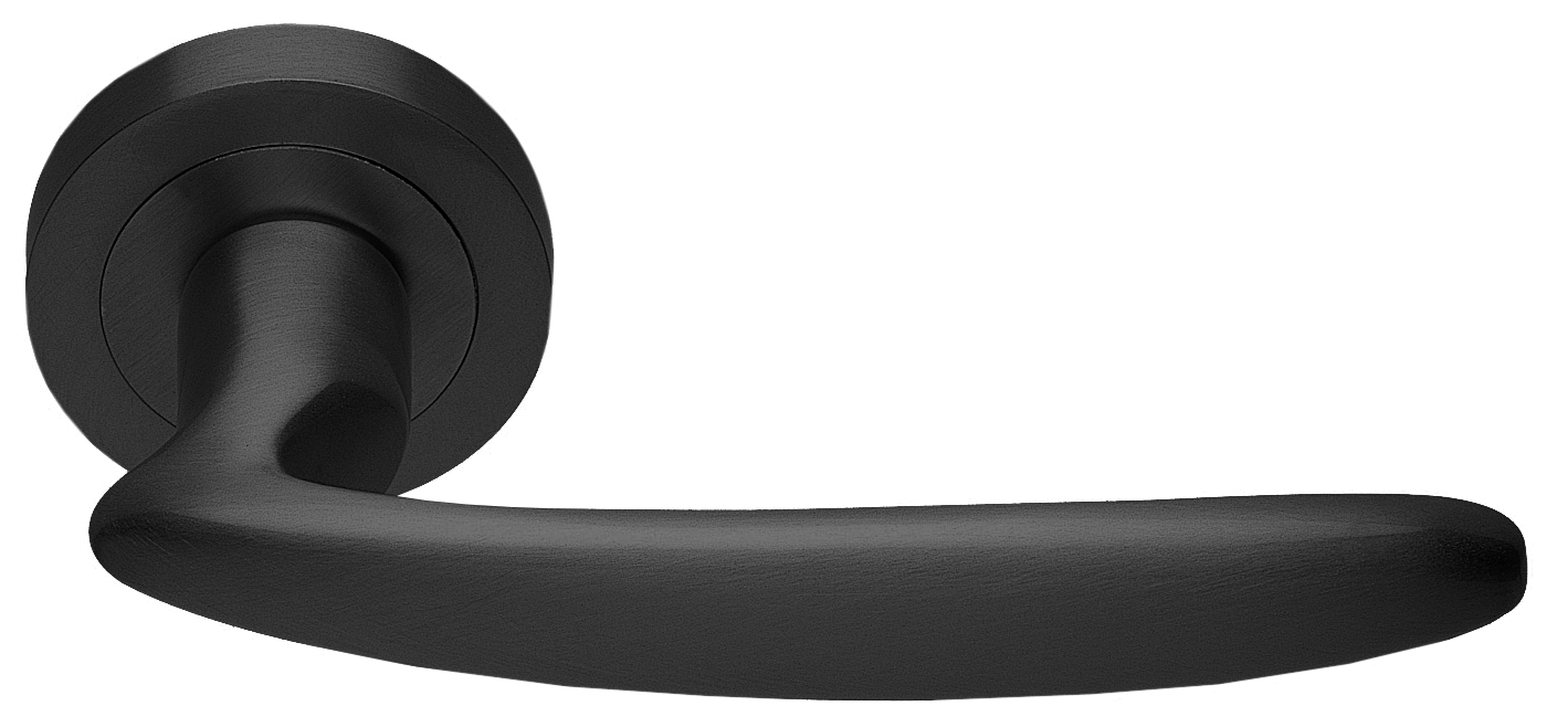 Ручка дверная FLAMINGO R2 NERO раздельная на круглой розетке, цвет - черный фото купить Астрахань