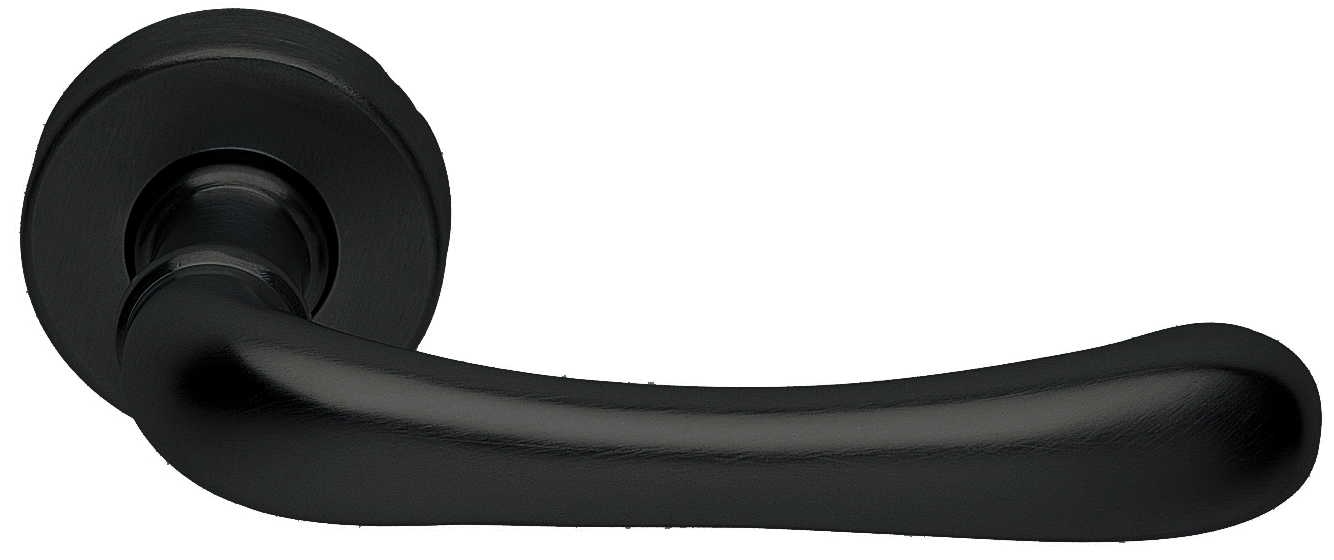 Ручка дверная RING R3-E NERO раздельная на круглой розетке, цвет - черный фото купить Астрахань