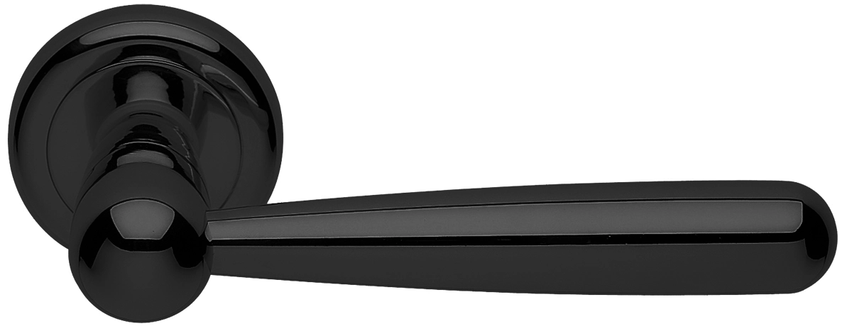 Ручка дверная PINOKKIO R4 NERO раздельная на круглой розетке, цвет - черный фото купить Астрахань