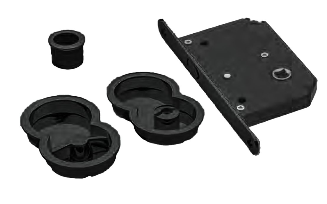 Ручки для раздвижных дверей INFINITY ART.85/B NERO с замком и заверткой, цвет - черный фото купить Астрахань