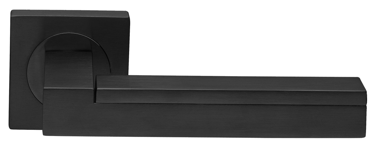 Ручка дверная ISLAND S2 NERO раздельная на квадратной розетке, цвет черный, латунь фото купить в Астрахани