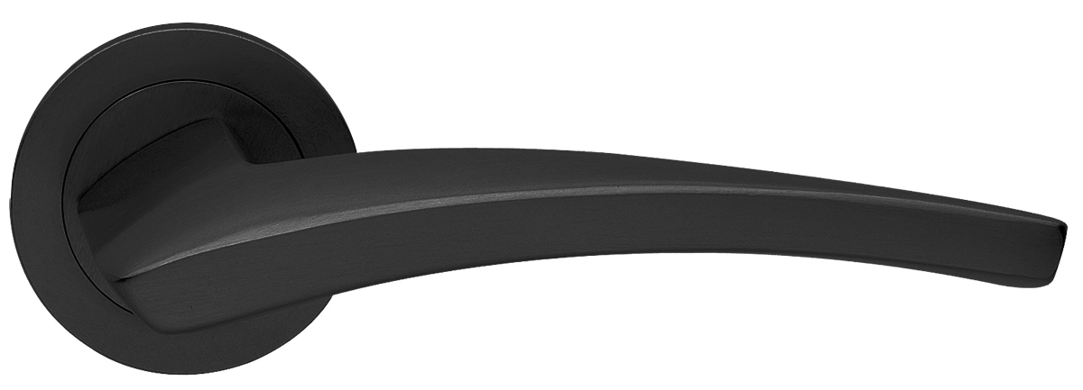 Ручка дверная WIND R2 NERO раздельная на круглой розетке, цвет черный, латунь фото купить в Астрахани