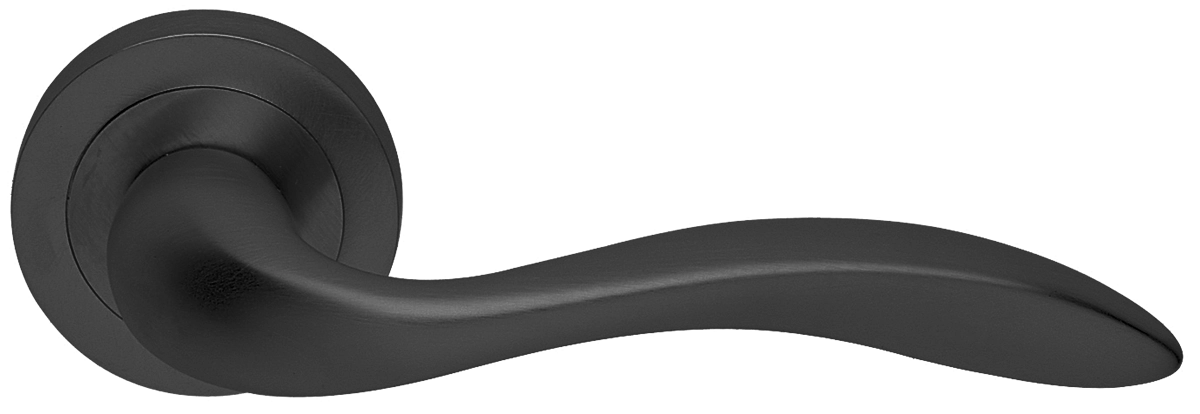 Ручка дверная LEON R2 NERO раздельная на круглой розетке, цвет - черный фото купить в Астрахани