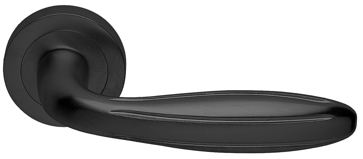 Ручка дверная BUD R2 NERO раздельная на круглой розетке, цвет - черный фото купить в Астрахани