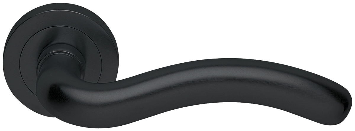 Ручка дверная SNAKE R2 NERO раздельная на круглой розетке, цвет - черный фото купить в Астрахани