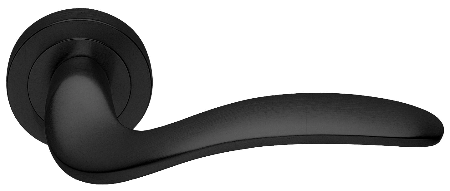 Ручка дверная COBRA R2 NERO раздельная на круглой розетке, цвет - черный фото купить в Астрахани