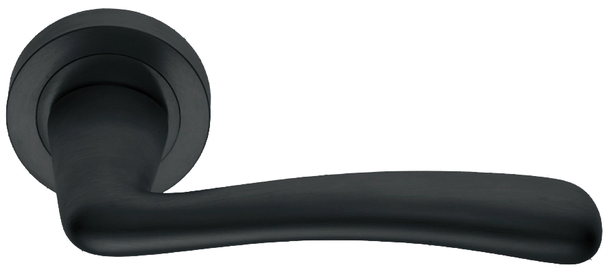 Ручка дверная COCKATOO R2 NERO раздельная на круглой розетке, цвет - черный фото купить в Астрахани