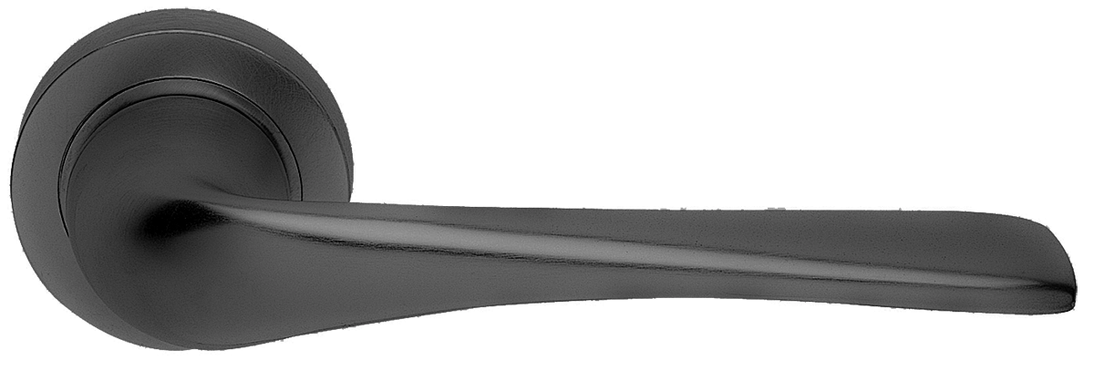 Ручка дверная LE MANS R2 NERO раздельная на круглой розетке, цвет - черный фото купить в Астрахани