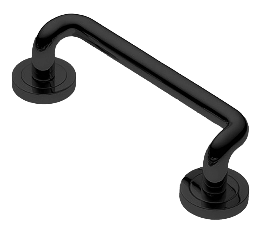 Ручка-скоба дверная SNAKE PH NERO на круглой розетке, цвет черный, латунь фото купить в Астрахани