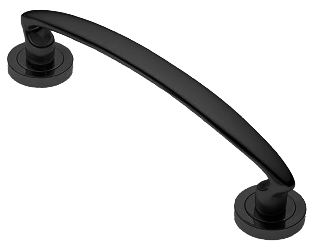 Ручка-скоба дверная FLAMINGO PH NERO на круглой розетке, цвет черный, латунь фото купить в Астрахани