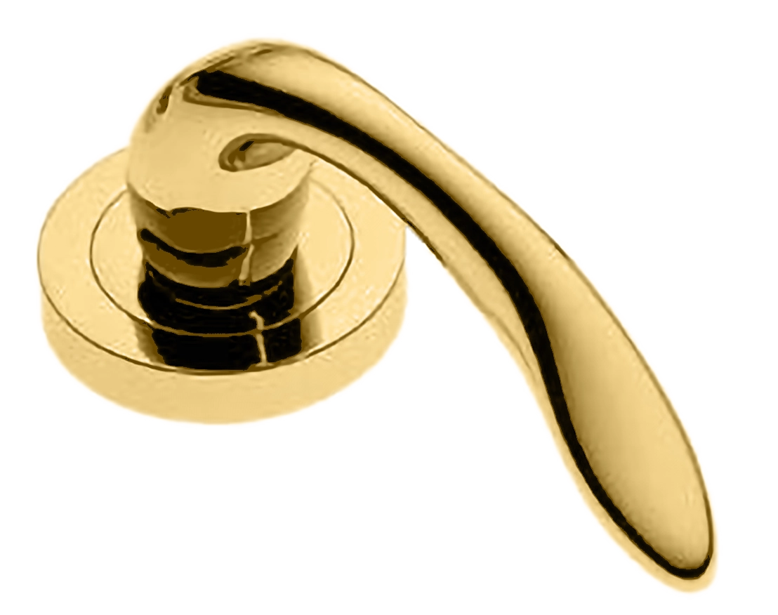 Ручка оконная LEON W1 OTL на прямоугольной розетке, цвет золото, латунь фото купить в Астрахани