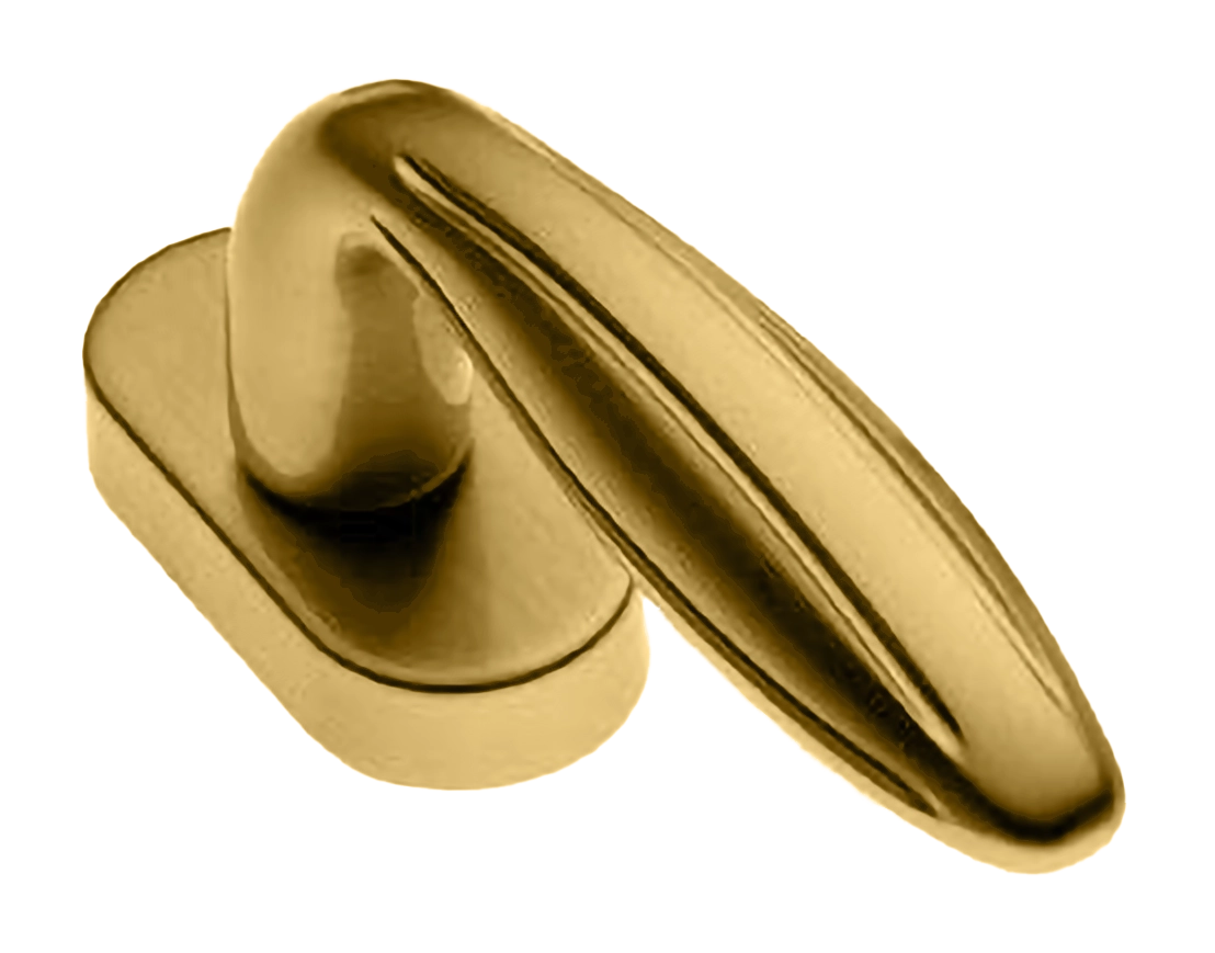 Ручка оконная BUD W1 OSA на прямоугольной розетке, цвет матовое золото, латунь фото купить в Астрахани