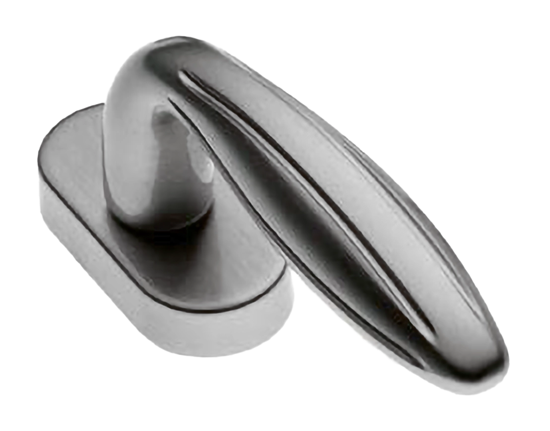 Ручка оконная BUD W1 CSA на прямоугольной розетке, цвет матовый хром, латунь фото купить в Астрахани