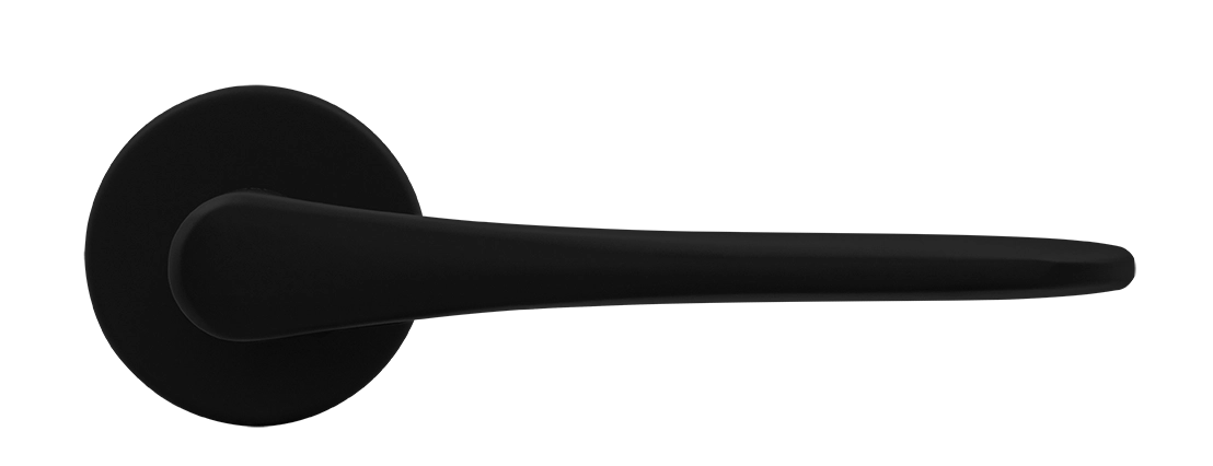 Ручка дверная AULA R5 NERO-ST на круглой розетке, цвет черный soft-touch, ЦАМ фото купить в Астрахани