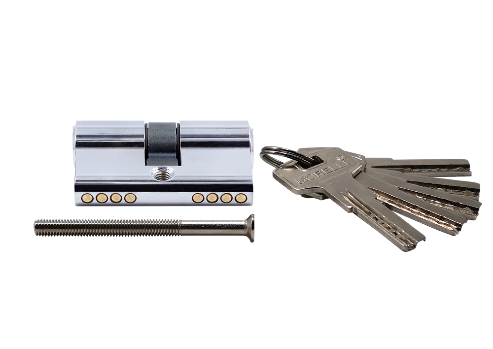 Ключевой цилиндр высокой секретности HS 50C PC (50мм), цвет хром фото купить в Астрахани