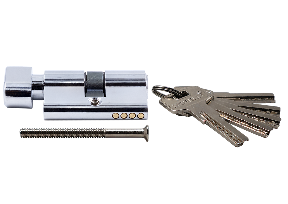 Ключевой цилиндр высокой секретности HS 50CK PC с заверткой (50мм), цвет хром фото купить в Астрахани