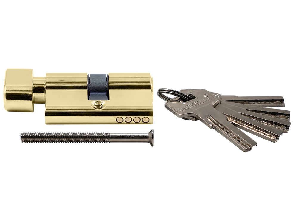 Ключевой цилиндр высокой секретности HS 50CK PG с заверткой (50мм), цвет золото фото купить в Астрахани