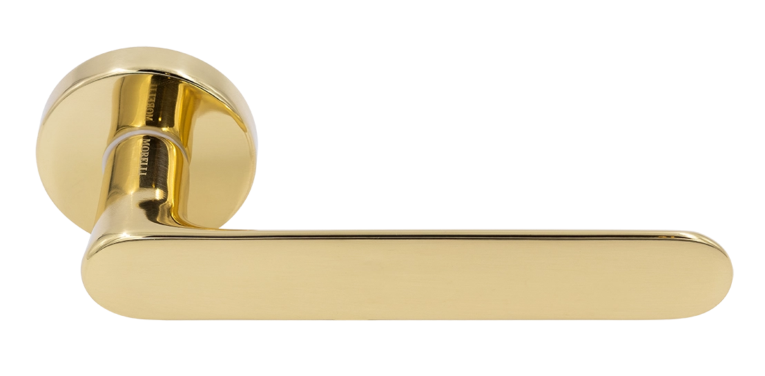 Ручка дверная LE BOAT R5 OTL раздельная на круглой розетке, цвет золото, латунь фото купить Астрахань