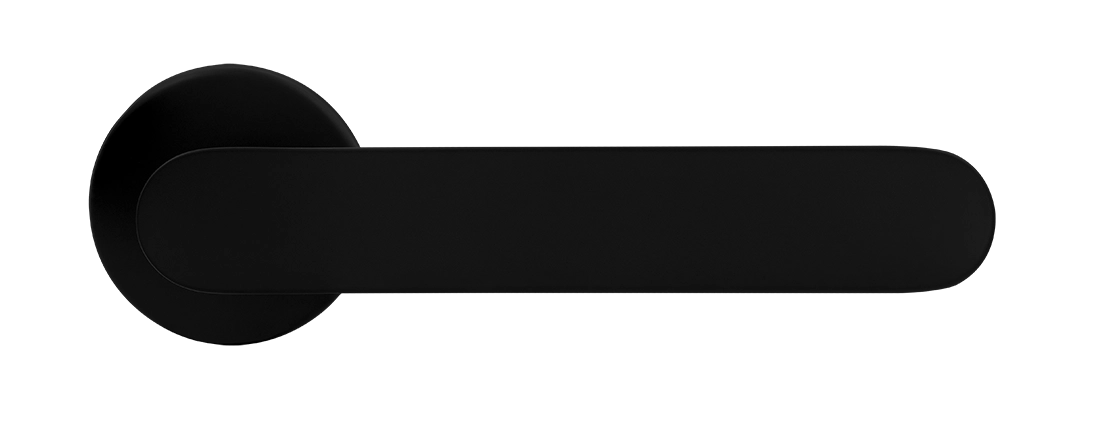 Ручка дверная LE BOAT R5 NERO-ST раздельная на круглой розетке, цвет черный soft-touch, латунь фото купить в Астрахани