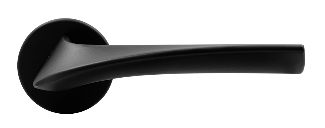 Ручка дверная COMETA R5 NERO-ST на круглой розетке цвет черный soft-touch, ЦАМ фото купить в Астрахани