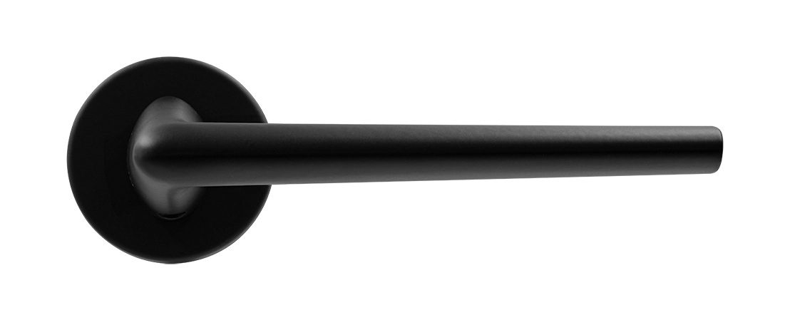 Ручка дверная THE FORCE R5 NERO-ST на круглой розетке, цвет черный soft-touch, ЦАМ фото купить в Астрахани