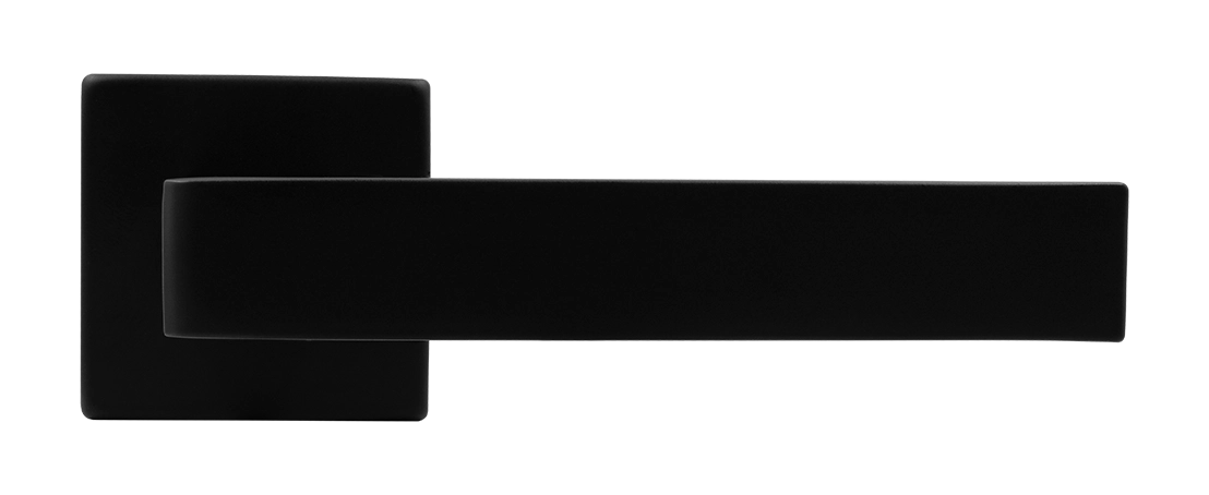Ручка дверная HORIZONT S5 NERO-ST на квадратной розетке, цвет черный soft-touch, ЦАМ фото купить в Астрахани