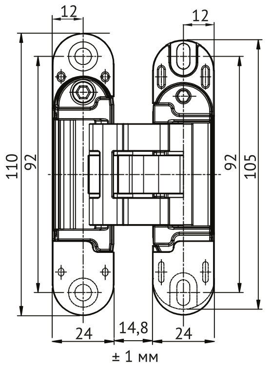 Петля скрытая HH-28 SC врезная с 3D-регулировкой вес полотна до 40 кг, цвет матовый хром фото купить в Астрахани