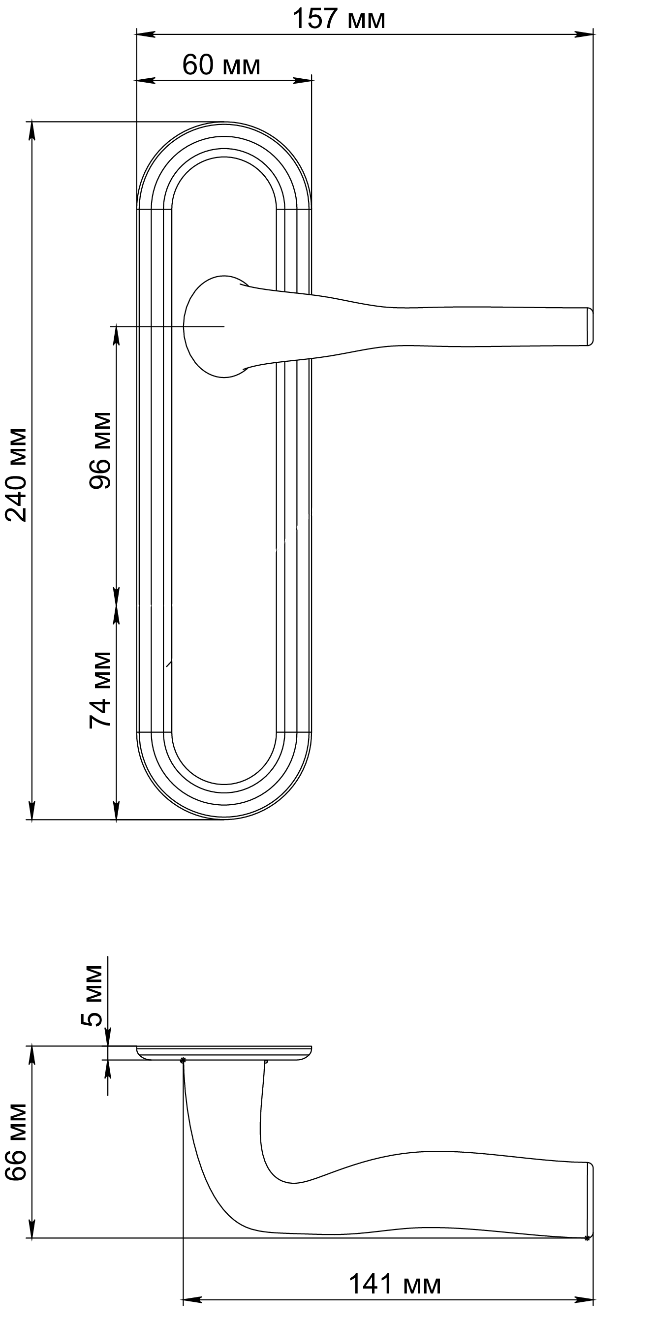 Ручка дверная LVB PLR SST на планке, цвет Летняя гроза/Summer Storm фото фурнитура Астрахань