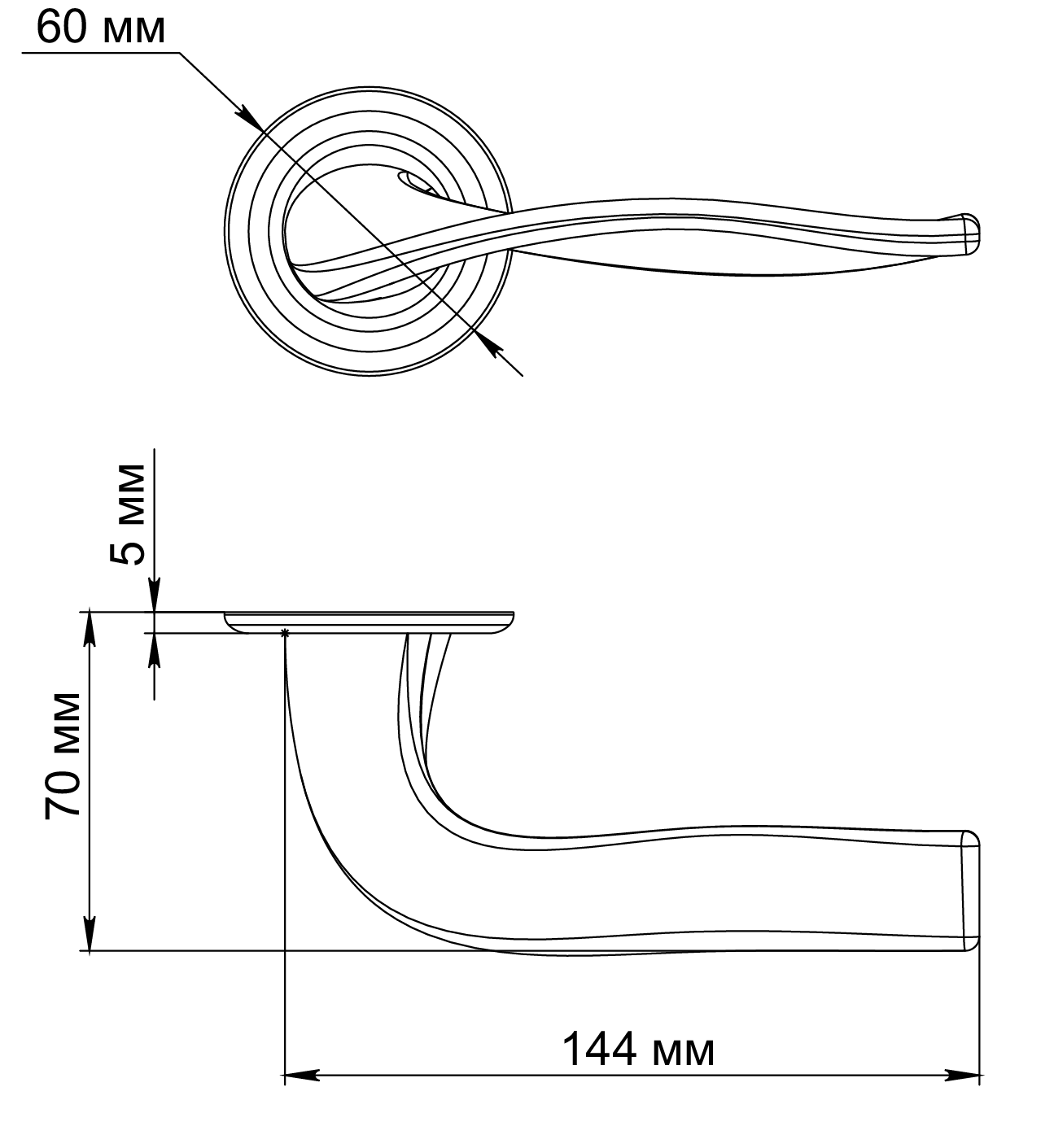 Ручка дверная SKYSCRAPER R7 SSW на круглой розетке, цвет Стокгольмский снегопад/Stockholm Snowfall фото фурнитура Владивосток