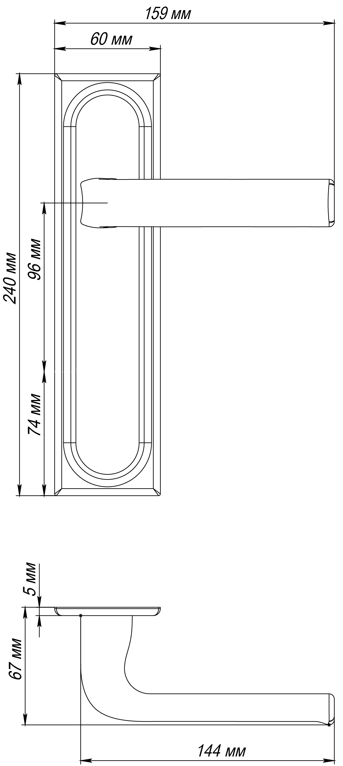 Ручка дверная THE BUS STATION PLS SST на планке, цвет Летняя гроза/Summer Storm фото фурнитура Астрахань