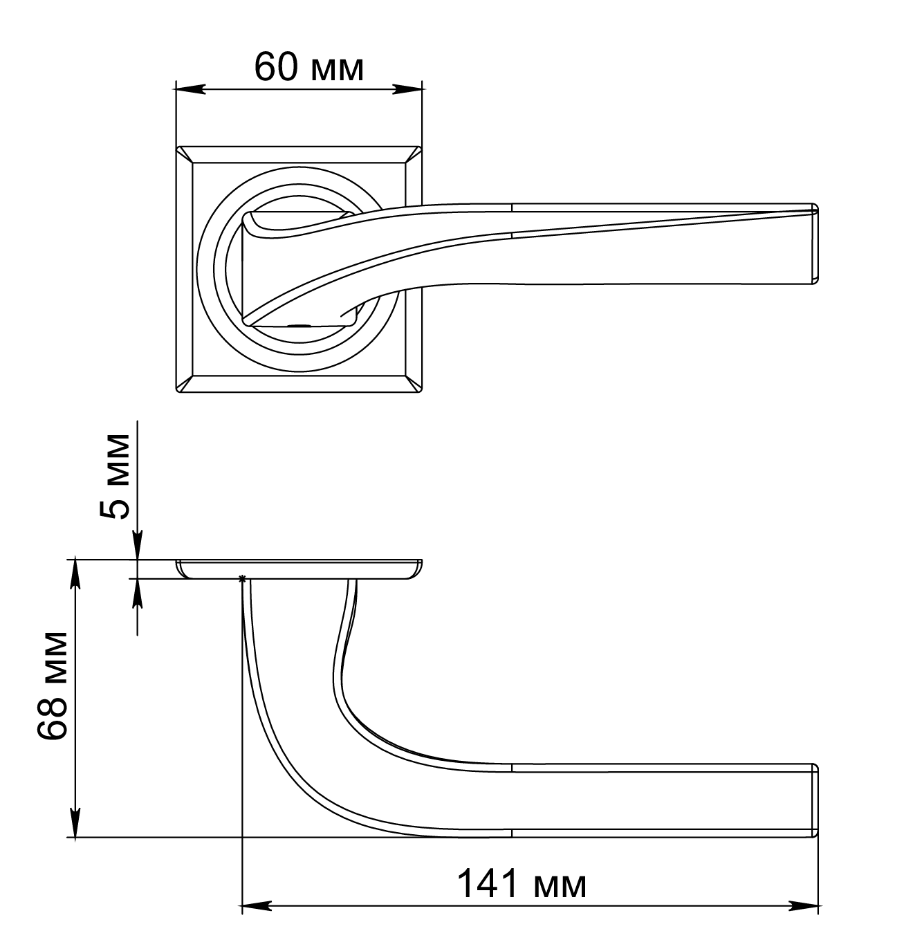 Ручка дверная WD CONCERT HALL S7 SSW на квадратной розетке, цвет Стокгольмский снегопад/Stockholm Snowfall фото фурнитура Астрахань