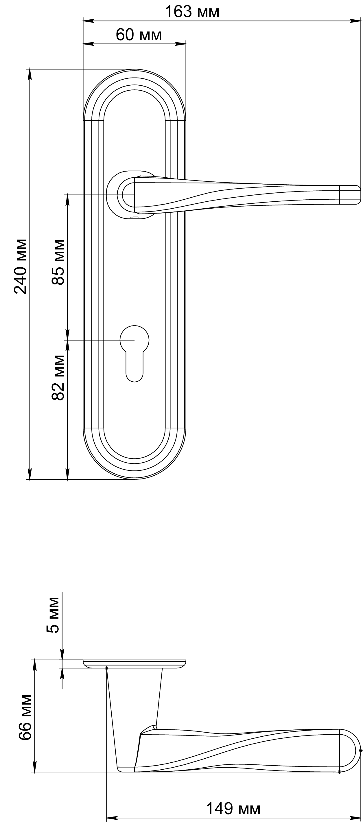 Ручка дверная THE OLYMPICS PLR KH BLANK на планке под ключевой цилиндр, цвет под покраску фото купить в Астрахани