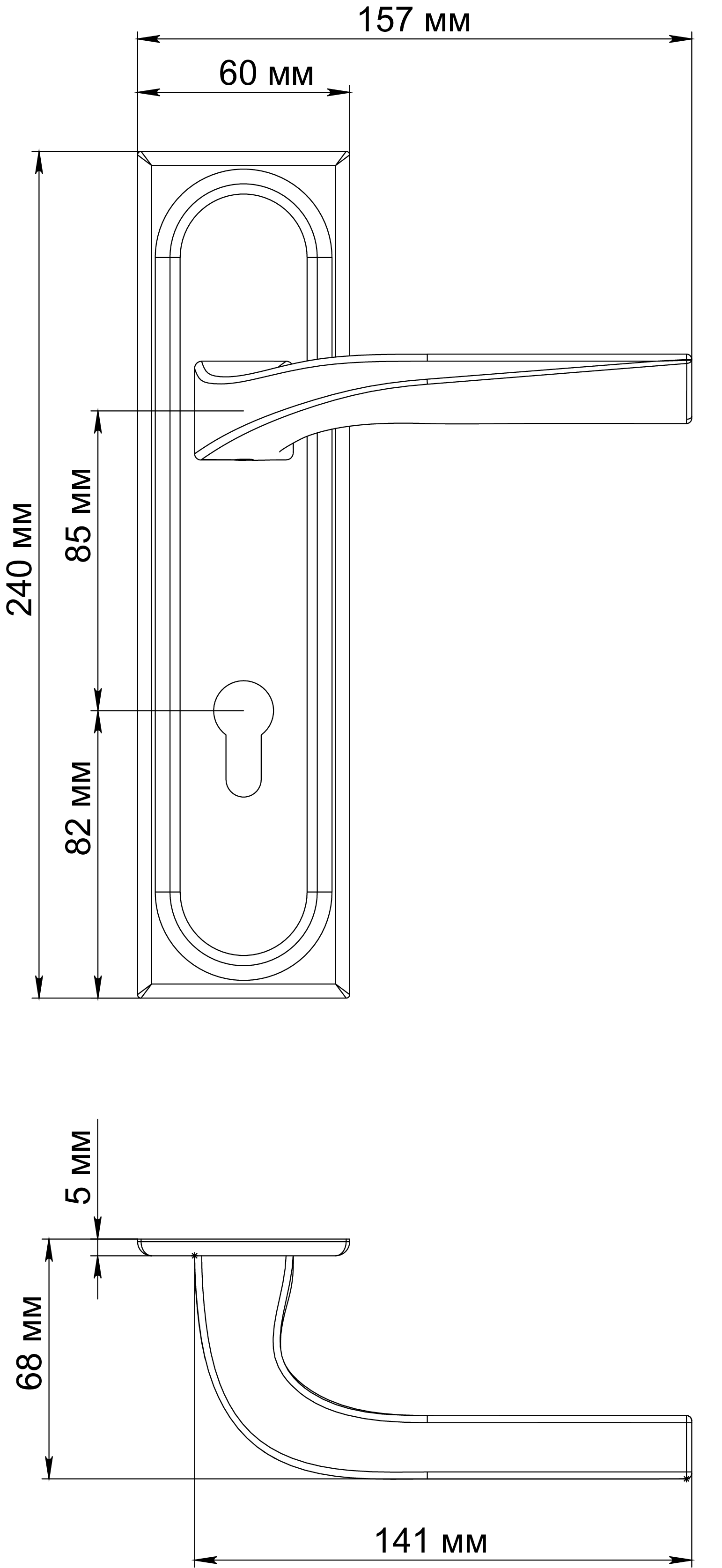 Ручка дверная WD CONCERT HALL PLS KH SSW на планке под ключевой цилиндр, цвет Стокгольмский снегопад/Stockholm Snowfall фото купить в Астрахани