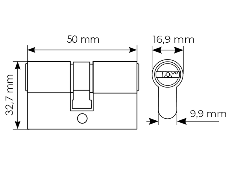 Ключевой цилиндр высокой секретности HS 50C AB (50мм), цвет античная бронза фото фурнитура Астрахань