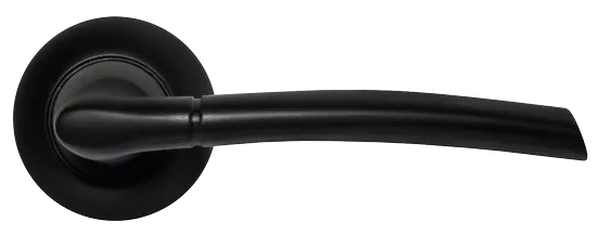 Ручка дверная ПИЗА MH-06 BL на круглой розетке, цвет черный, ЦАМ Light фото купить в Астрахани