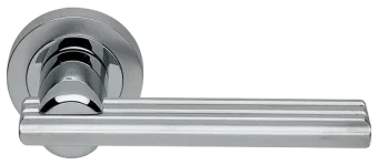 Ручка дверная ORCHIDEA R2 CSA/CRO раздельная на круглой розетке, цвет матовый хром/хром, латунь
