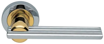Ручка дверная ORCHIDEA R2 COT раздельная на круглой розетке, цвет глянцевый хром/золото, латунь