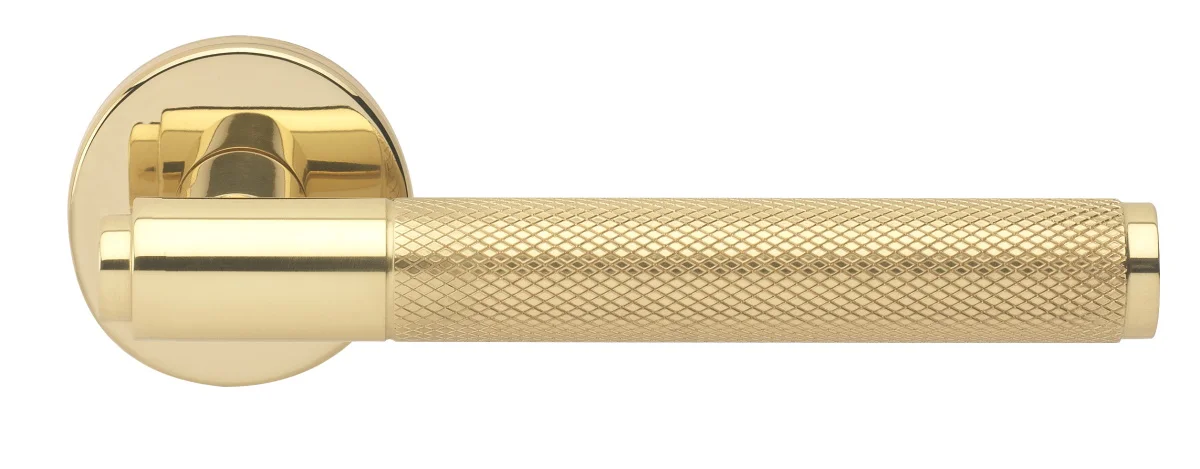 Ручка дверная BRIDGE R6 OTL с усиленной розеткой, цвет золото, латунь фото купить Астрахань