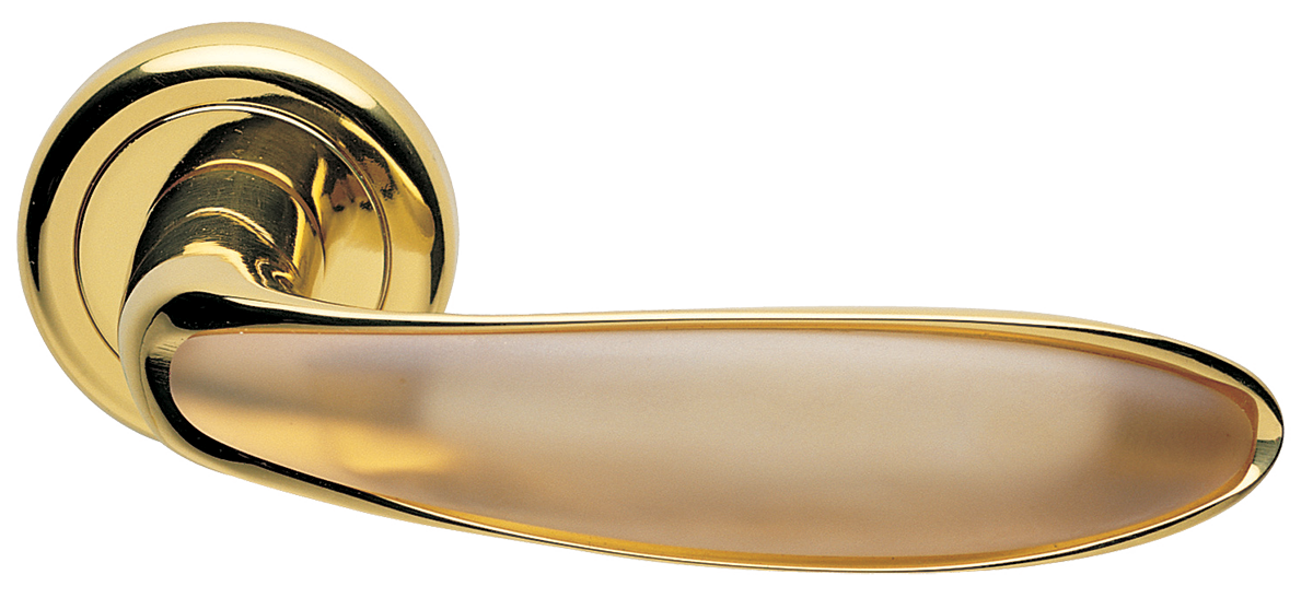 Ручка дверная MURANO R4 OTL/AMBRA раздельная на круглом основании, цвет золото/янтарь, латунь фото купить Астрахань