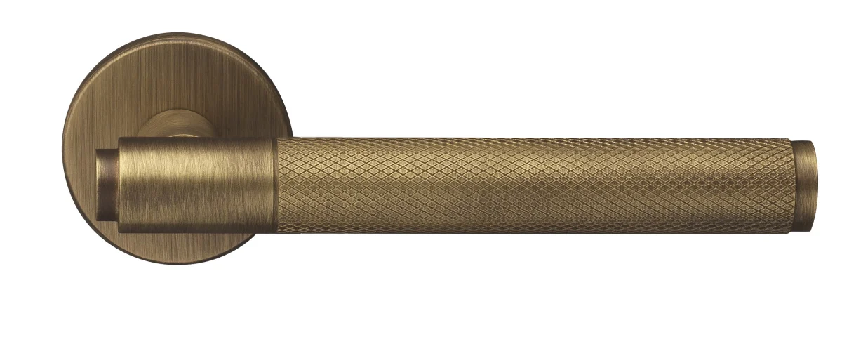 Ручка дверная BRIDGE R6 BGO с усиленной розеткой, цвет матовая бронза, латунь фото купить Астрахань