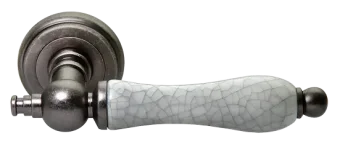Ручка дверная MART MH-42-CLASSIC OMS/GR раздельная на круглой розетке, цвет старое матовое серебро/серый, ЦАМ