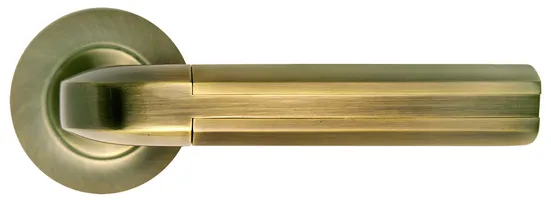 Ручка дверная МОЗАИКА MH-11 MAB/AB раздельная на круглой розетке, цвет бронза/ант.бронза, ЦАМ фото купить Астрахань