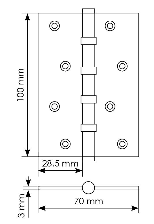 Петля универсальная карточная MBU 100X70X3-4BB SG латунь, врезная, цвет матовое золото фото купить в Астрахани