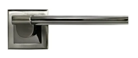 Ручка дверная AGBAR MH-21 SN/BN-S раздельная на квадратной накладке, цвет бел. никель/черн. никель, ЦАМ Light фото купить в Астрахани
