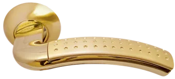 Ручка дверная ПАЛАЦЦО MH-02P SG/GP раздельная на круглом основании, цвет мат.золото/золото,с перфорацией, ЦАМ