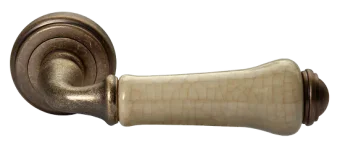 Ручка дверная UMBERTO MH-41-CLASSIC OMB/CH раздельная на круглой розетке, цвет старая матовая бронза/шампань, ЦАМ