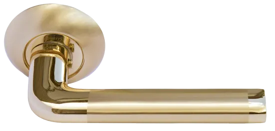 Ручка дверная КОЛОННА  MH-03 SG/GP раздельная на круглой розетке, цвет мат.золото/золото, ЦАМ фото купить Астрахань