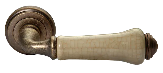 Ручка дверная UMBERTO MH-41-CLASSIC OMB/CH раздельная на круглой розетке, цвет старая матовая бронза/шампань, ЦАМ фото купить Астрахань