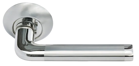 Ручка дверная КОЛОННА MH-03 SN/CP на круглом основании, цвет бел.никель/хром, ЦАМ фото купить Астрахань